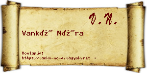 Vankó Nóra névjegykártya